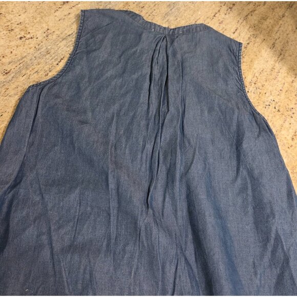 Hope & Harlow Sleeveless Denim Chambray Dress Women sz 6 Mini Embroidered Tencel - Picture 13 of 15